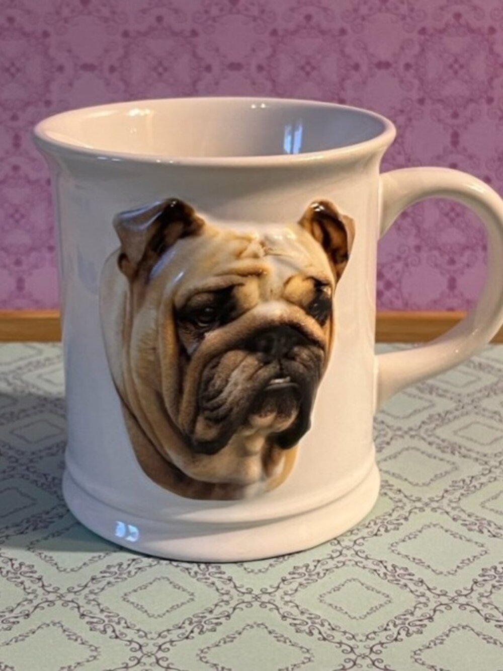 BullDog Coffee Mug cup Dog Lover 3D relief Vintage 1999